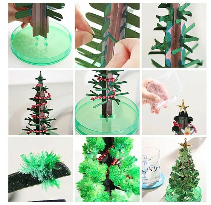 2019 170mm H Visual Magic Growing Paper Green Crystals Tree Magical Grow Funny Christmas Trees Science Baby Toys For Children