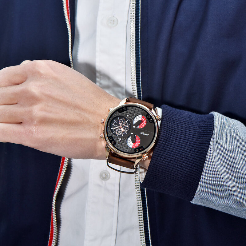 Homem do Relógio de Pulso de Luxo Data Dia Mecânico Automático Mens Relógio De Couro Reloj Hombre 2019 big dial relógios para homens