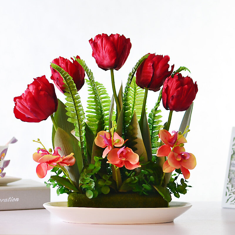 Новый высококачественный Шелковый цветок, Реалистичные Цветы, бонсай, керамический бонсай TC3501, свежий, четыре цвета на выбор