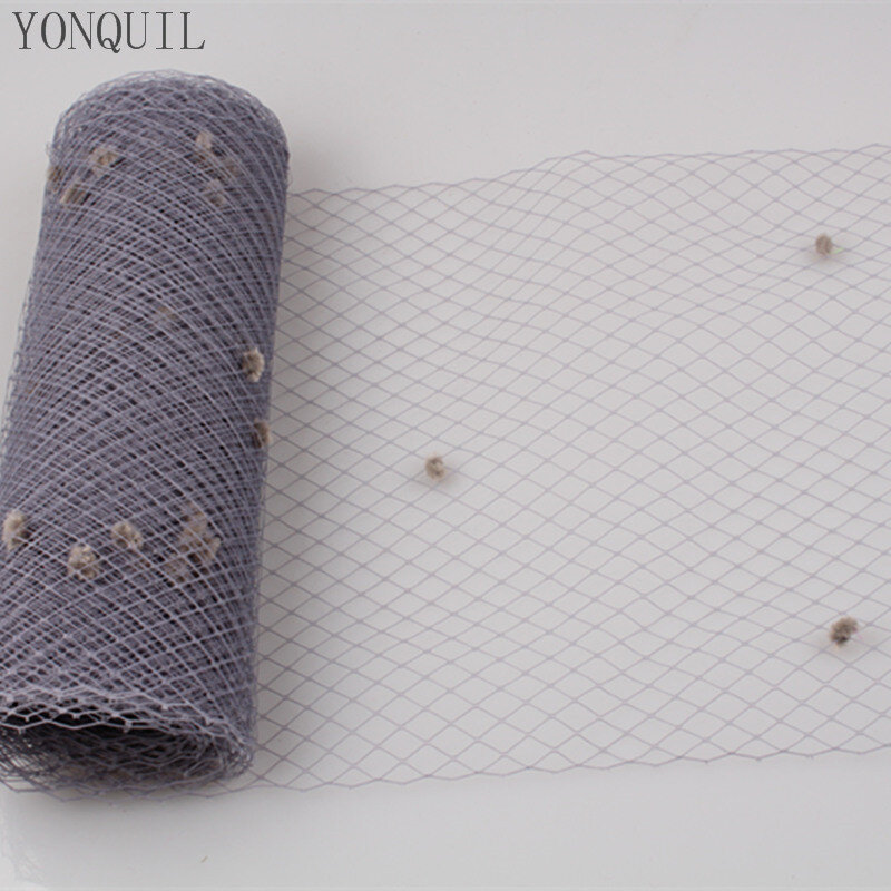 Grey 5 Yards Per Lot Birdcage Veil With Dot 25CM Width Russian Veiling Netting Wedding Dot Veils Material  LDV01