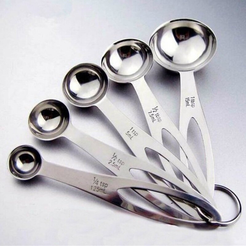 5pcs/Set Measuring Spoon Stainless Steel Medidas De Cozinha Coffee Measuring Spoons Tea Cuchara Colher Medidora kitchen Tools