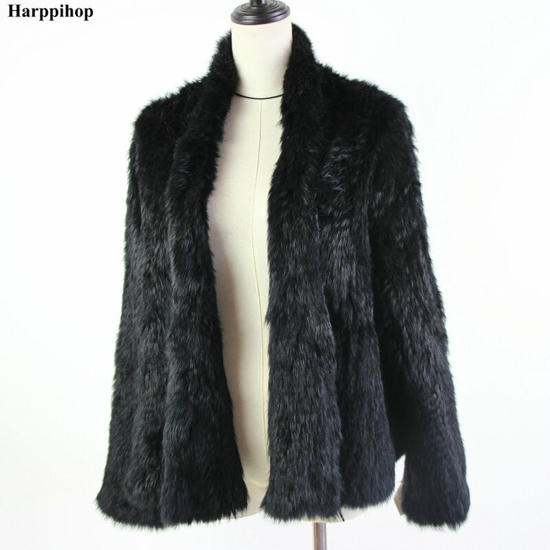 2021 Hot sale knitted rabbit fur jacket popuplar fashion fur jacket winter fur coat for women*harppihop