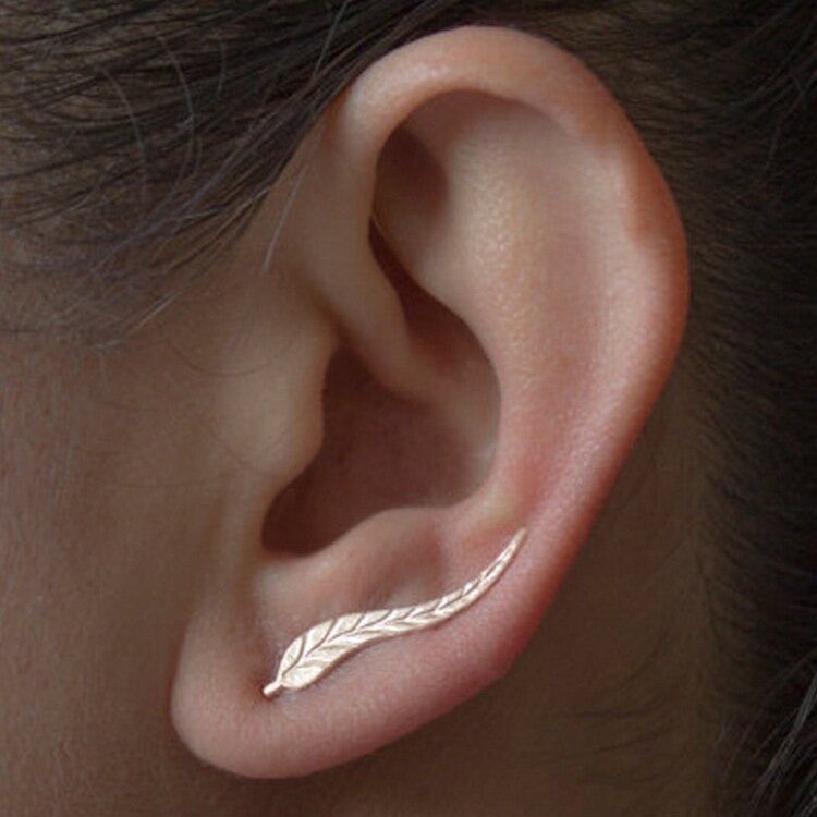 Requintados brincos folha de ouro para mulheres, joia moderna, linda orelha de penas, vintage, 2020