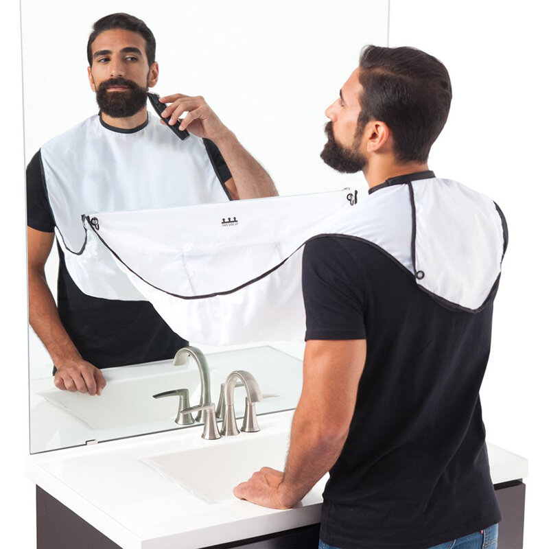 ใหม่ Beard ผ้ากันเปื้อน Bib Trimmings Men Beard Cape Sink Home Salon เครื่องมือโกนหนวดผ้า