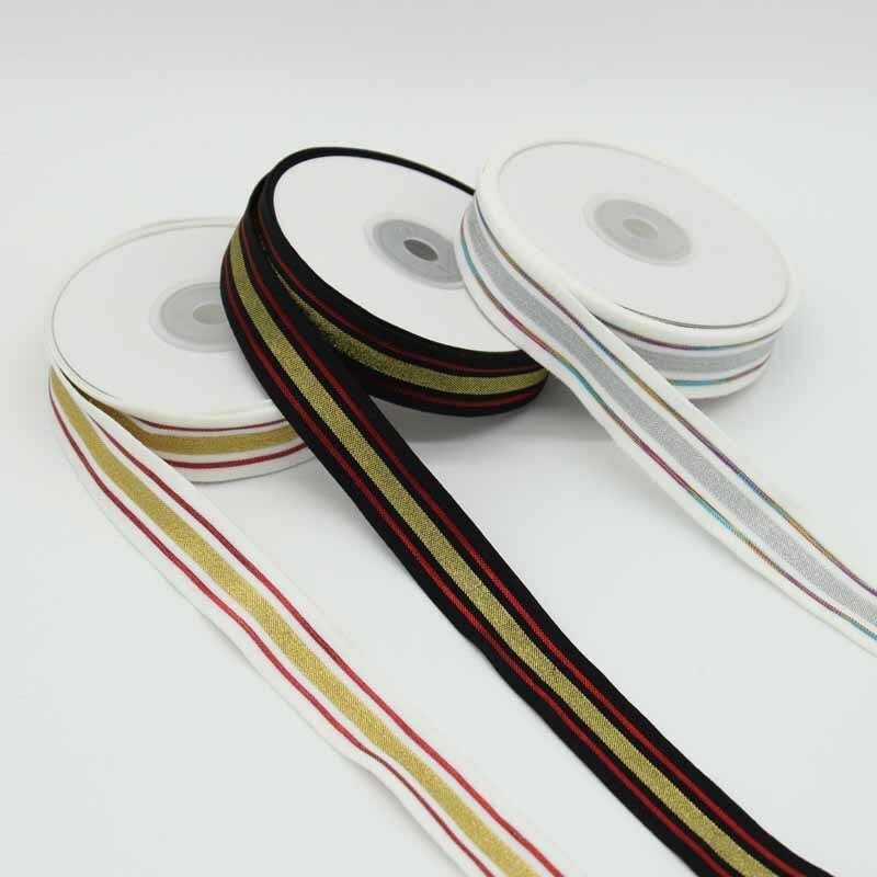 20mm złoty brokat elastyczna wstążka akcesoria Diy szycia odzieży elastyczny flaki taśma pasek wstążka sprzedaż hurtowa