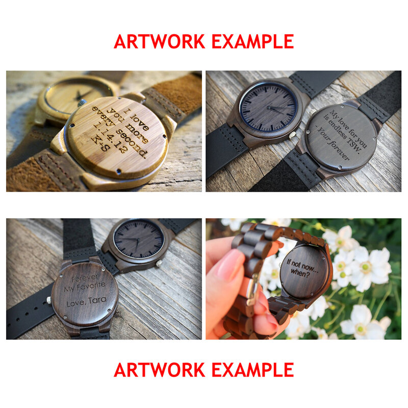 REDEAR Handmade Black Sandalwood Watches Lover's Watches Cool Nature Wood Quartz Automatic Watch in Gift Box To Women