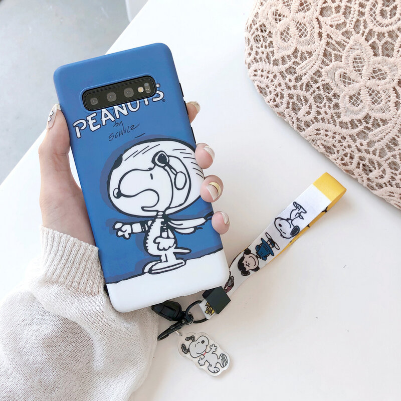 Cartoon S10 Plus Cute Pet Dog Case Charlie Soft Phone Cases for Samsung Galaxy S9 plus S8 note 9 8 Cover + Crystal Pendant Strap
