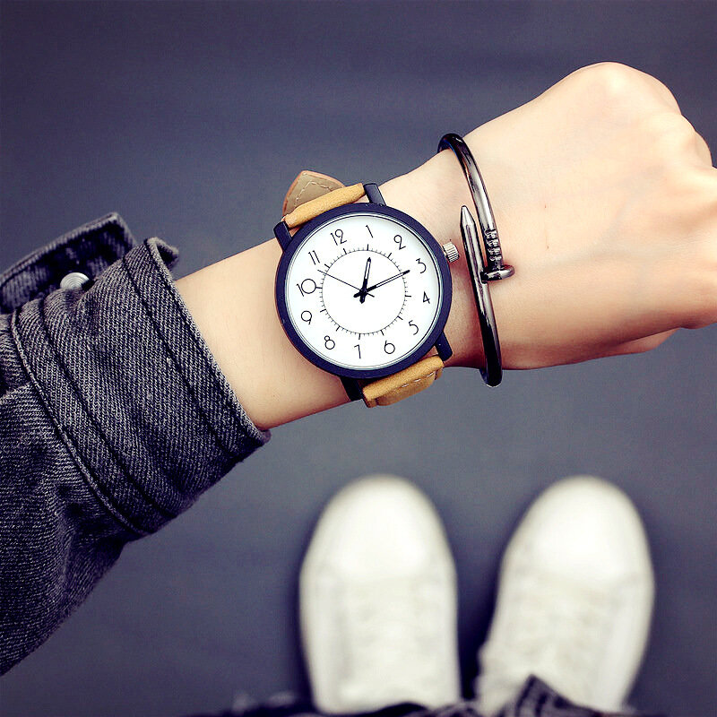 Fashion trend retro wooden star watch male Korean student creative personality casual big watch watch