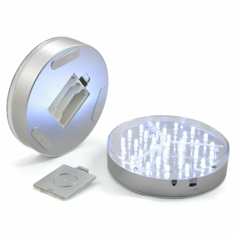 E-maxi-Base de luz luminadora, 31 LED blancos, 8 pulgadas de diámetro, funciona con pilas 3AA debajo del jarrón, Base de luz LED