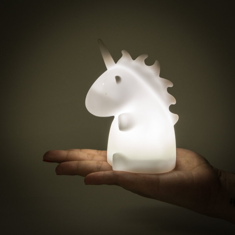 Lámpara de noche de unicornio Mini lámpara LED de Ambiente de noche juguete de dibujos animados desarrollo de inteligencia Blanco/Gota de colores envío