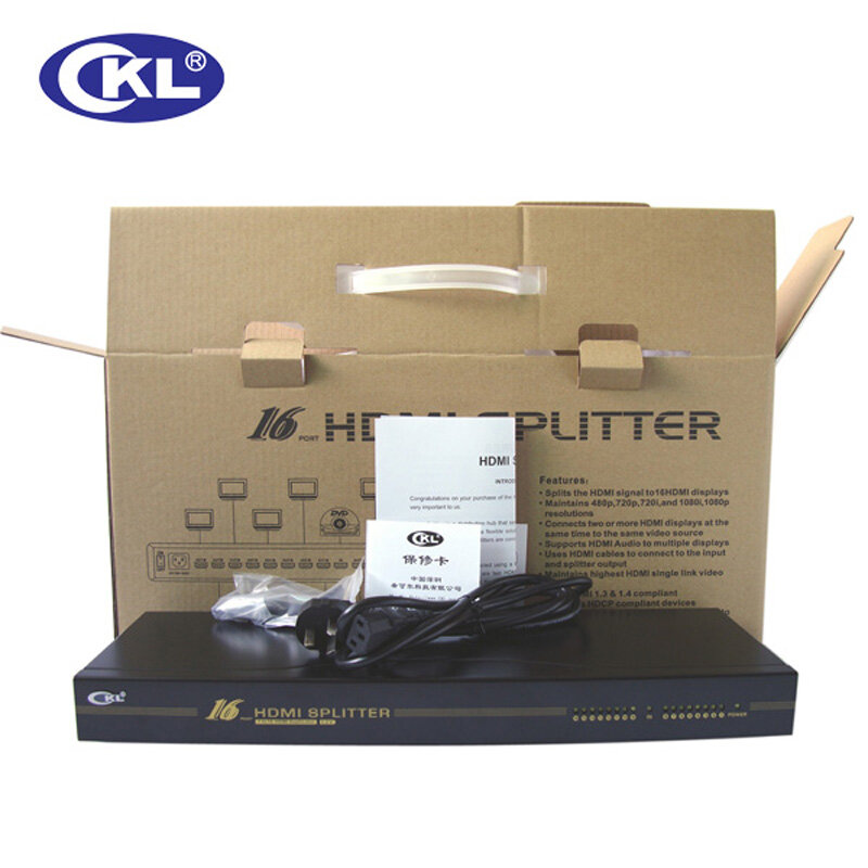 CKL 16 Port HDMI Splitter Rack Mount Metal Case Supports HDMI 1.4V High Resolution 3D 1080P HD-916