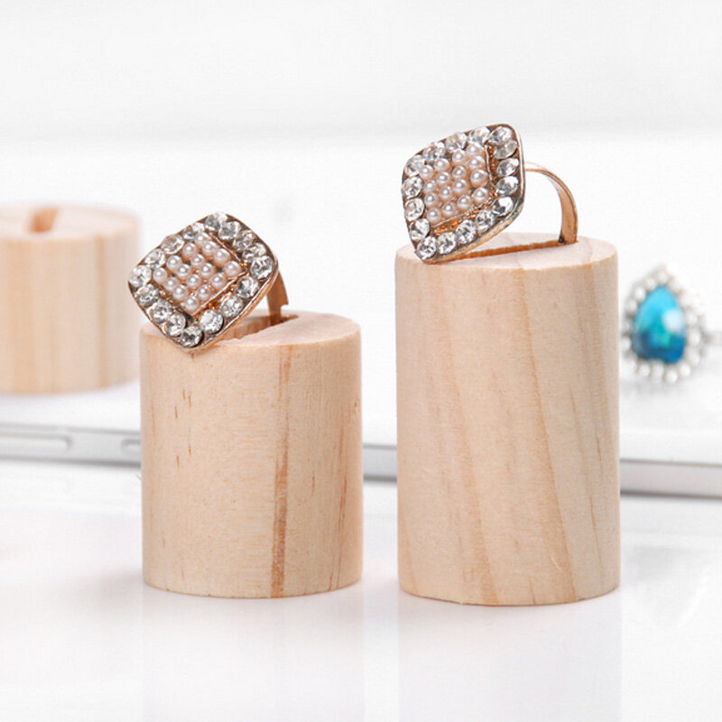 Nowy projekt drewniany 5 sztuk/zestaw popularny uchwyt na pierścionki biżuteria przechowywanie stojak wystawowy na biżuterię brelok Rack
