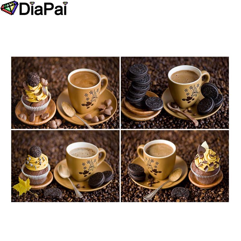 DIAPAI 5D DIY Diamond Painting 100% Full Square/Round Drill "Coffee cup landscape" 3D Embroidery Cross Stitch Home Decor