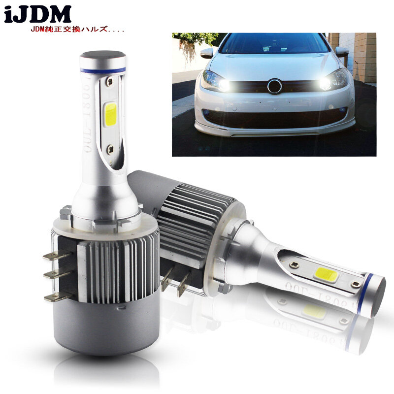 iJDM Car H15 LED Bulb Headligh 24W 2000LM Wireless Car Headlight Lamp 12V Conversion Driving Light 6500K  White For VW Audi BMW