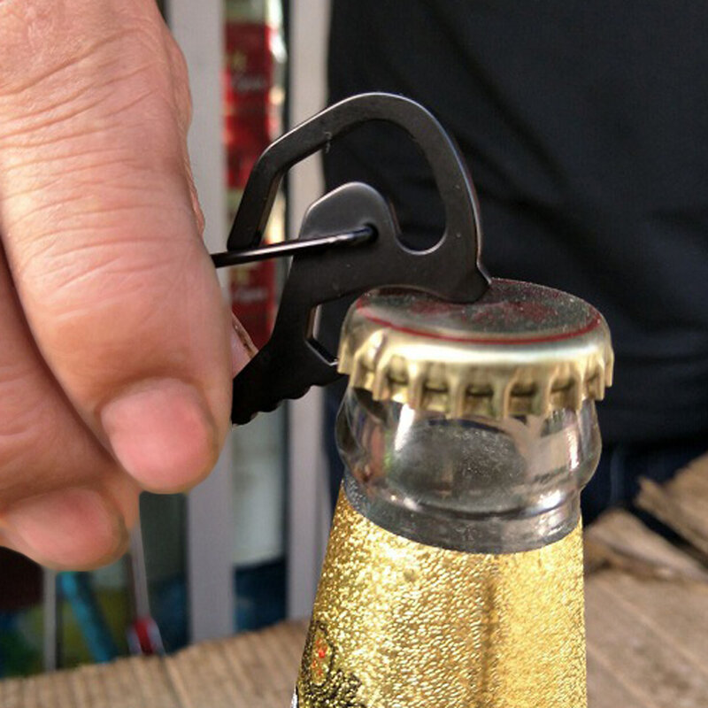 Carabiner พวงกุญแจตะขอสแตนเลสสตีล Carabiner Cap Lifter Hex ที่เปิดขวดพวงกุญแจแหวนปีนเขา Accessorie