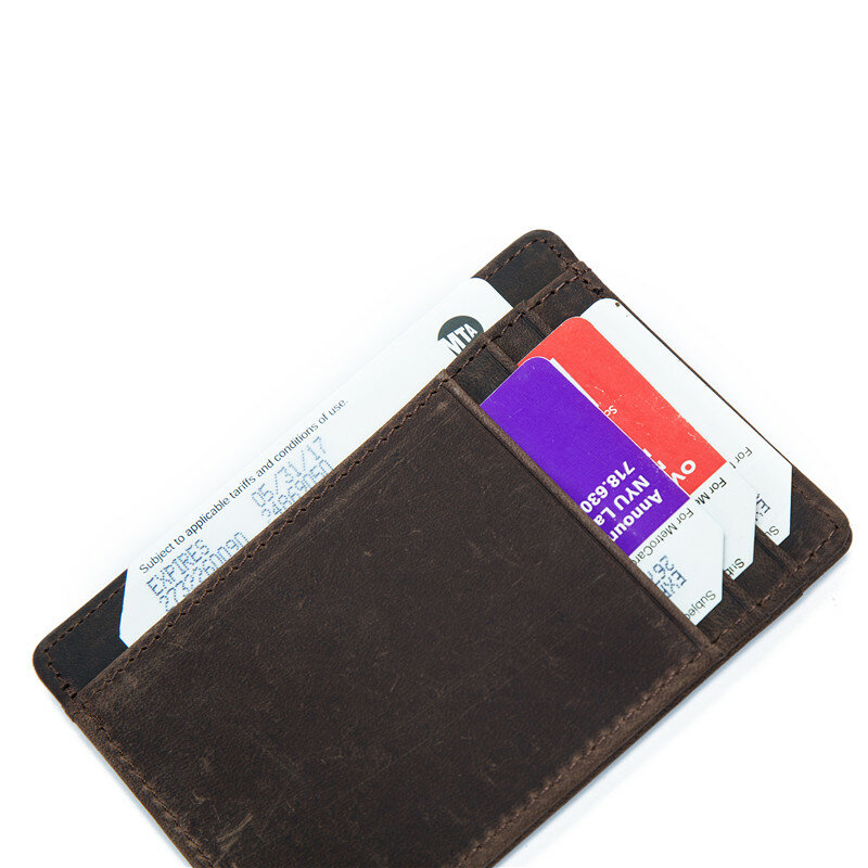Retro Unisex ของแท้หนังกระเป๋าสตางค์ Cowhide Mini Thin Credit Bank Card Pack Ultra Thin Men And Women-Women 'S Card BAG Korean CUTE Student Card ขนาดเล็กผู้ชายผู้หญิงกระเป๋าสตางค์