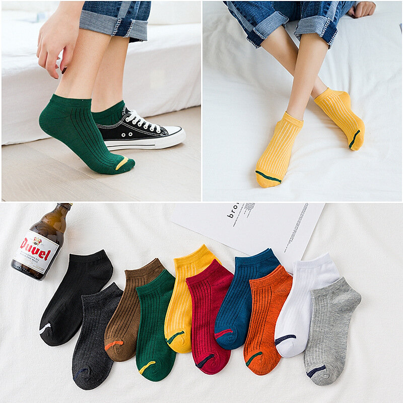 Осенние женские хлопчатобумажные носки короткие имитация стандартная ткань дезодорант впитывающие пот теплые корейские студенческие пов...