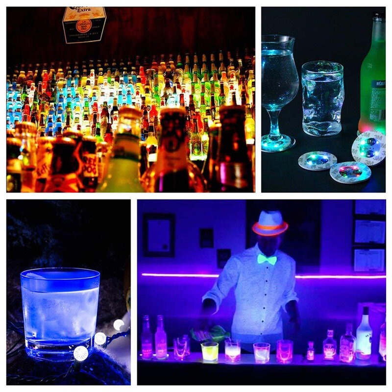 10 Buah/Banyak Botol Lampu LED Stiker LED Botol Anggur Glorifier Lampu LED Coaster Piala Mat Pesta Bar Club Vas Natal dekorasi