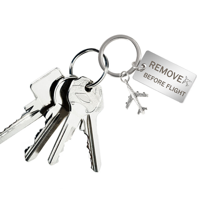 Remove before flight keychain key holder for Aviation Gifts 1PC Metal keychain Engraved key Fobs Special Key Tag keyring Llavero