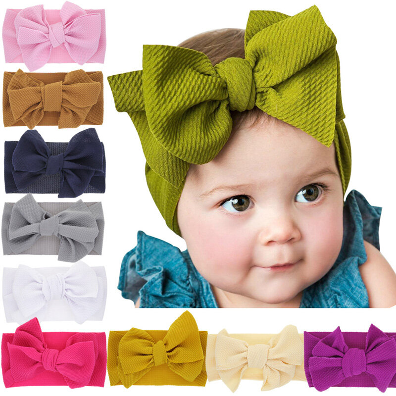 Baby Cute Elastic Headbands Kids Bow Knot Widened Hairbands Hair Accessories Popular Toddler Girls Princess Hair Bands Headwear