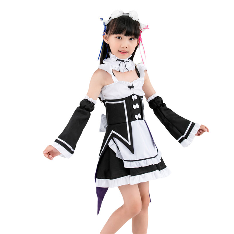 ELBCOS RE Zero Life in a Different World From Zero Kids Ram Rem Cosplay Costume Apron Dress