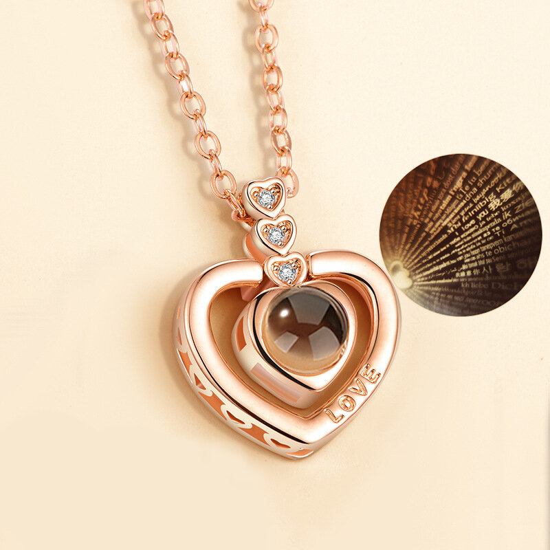 Lover Necklaces I love You in 100 Language Rose gold Pendant Choker Initial Chain Necklace For Women Silver Collier Femme 2019