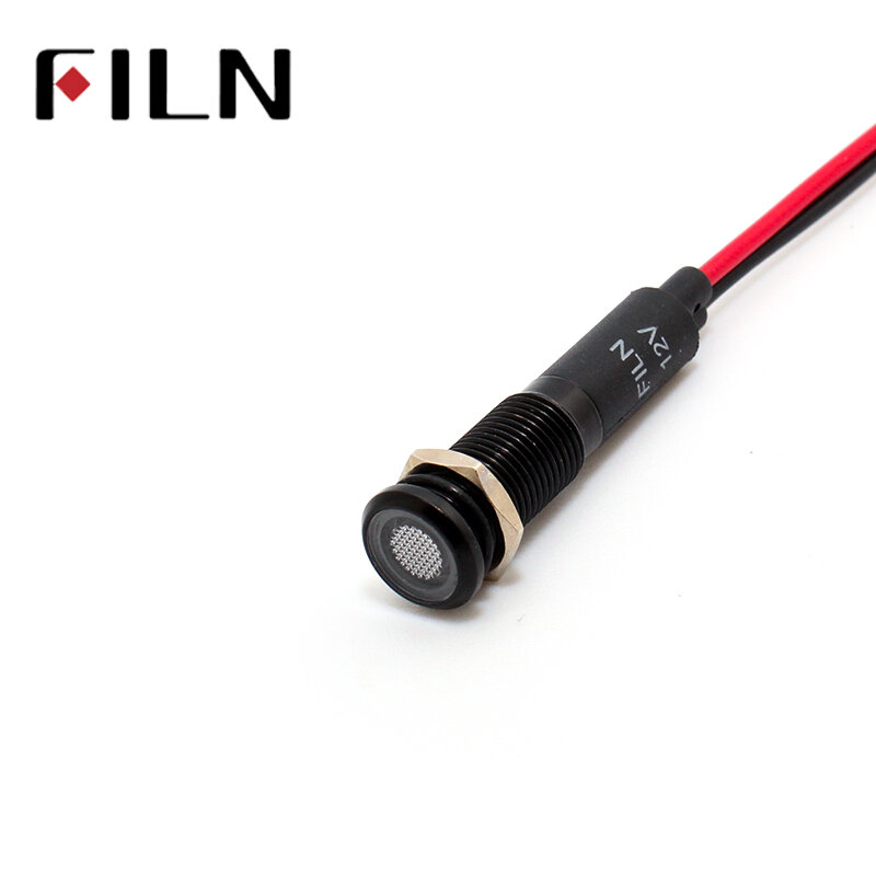Filn-painel de luz led, 8mm, suporte plano, cabeça preta, concha de metal, mini, 12v, 24v, 110v, 220v, com cabo de 20cm