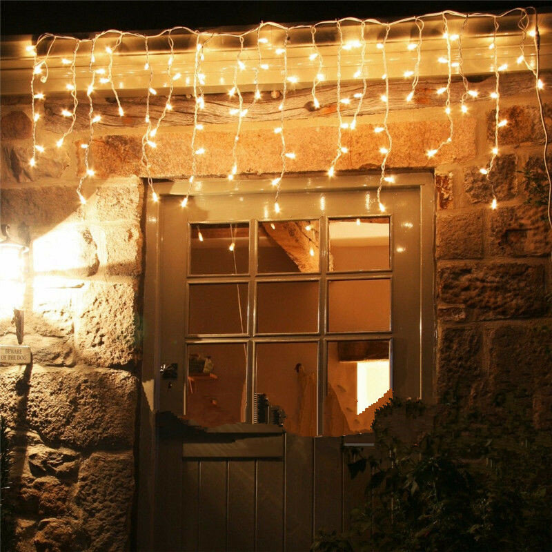 Guirxiété Lumineuse LED pour Décoration de Noël, Rideau, Glaçon, Goutte, Nik, Jardin, Scène, Extérieur, ix, 220V, 4.5m, 100