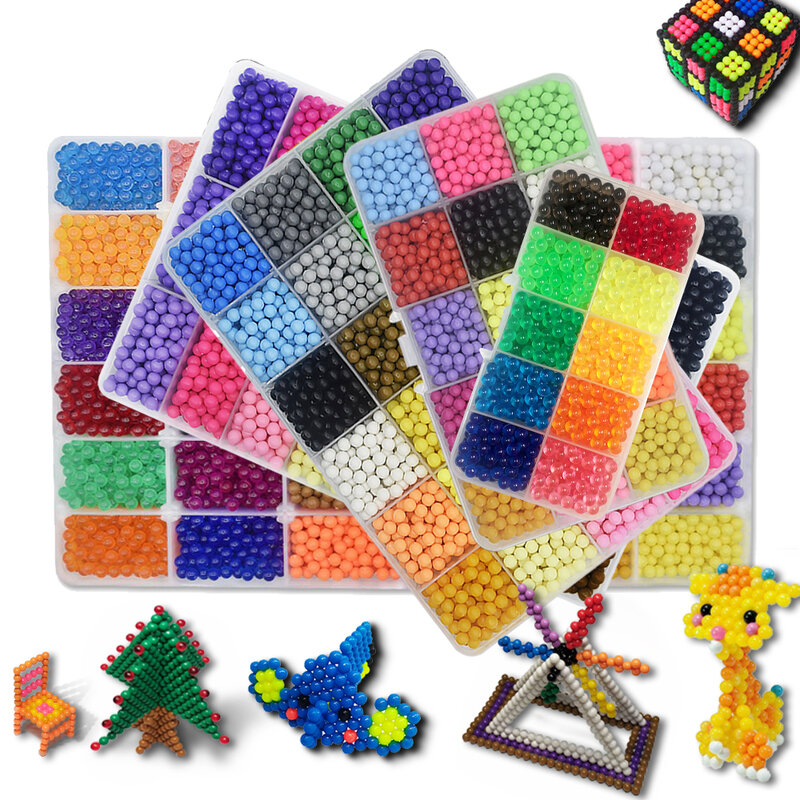 Ensemble de perles magiques colorées, jouet éducatif pour enfant, puzzle, 3D, à fondre, animal, à la main, reconstituer, DIY, 6000 pièces,