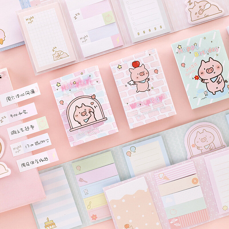 1pc Kawaii Hello Pig Series Memo Pad Sticky Notes Office And School Supplies Stationery Items