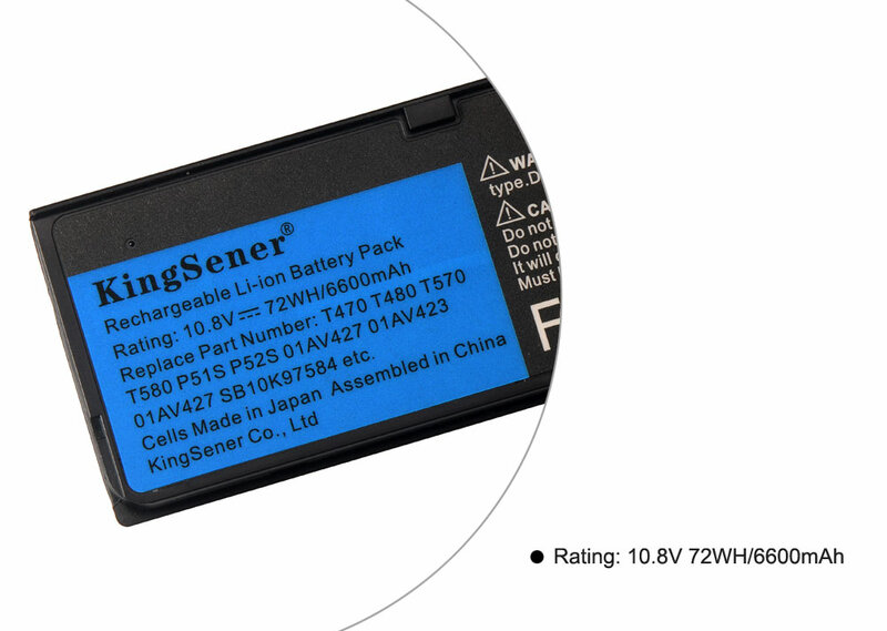 Batteria per Laptop KingSener 10.8V 6600mAh per Lenovo ThinkPad T470 T480 T570 T580 P51S P52S 01 av427 01 av428 01 av423 muslim61 ++