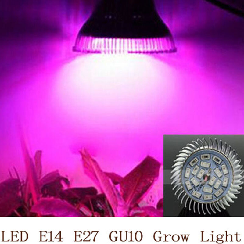 Lleno espectro LED crecer luz 18 W E14/E27/GU10 foco bombilla de la lámpara de planta de flor de efecto invernadero sistema hidropónico caja de crecimiento de 110 V 220 V