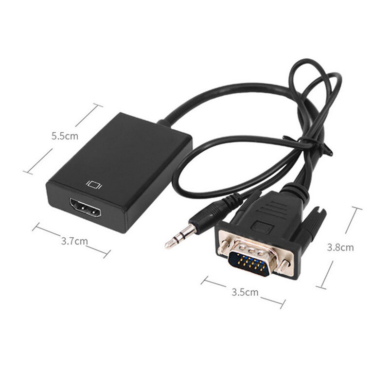 VGA macho a HDMI hembra Cable convertidor adaptador con 3,5mm salida de Audio 1080P VGA a HDMI para ordenador portátil a HDTV proyector ps4