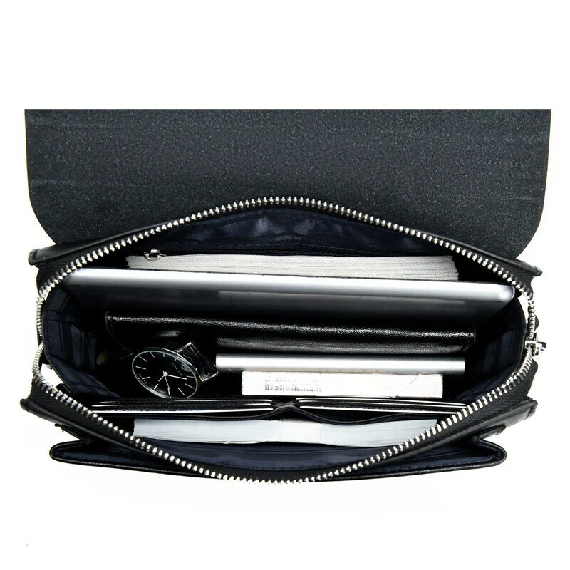 새로운 디자인 남자 코딩 된 잠금 클러치 도난 방지 롱 지갑 안전 잠금 지갑 비즈니스 핸드백 iPad 미니 가방 블랙 & 브라운