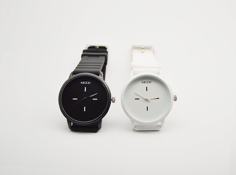 Kezzi Merk Waterdichte Zwart Wit Paar Horloges Dames Tafels Mode Grote Wijzerplaat Mannen Vrouwen Siliconen Horloge Dress Clock