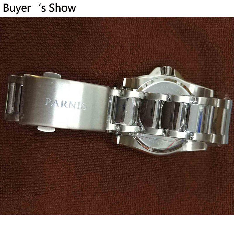 Parnis-Reloj de buceo automático de lujo para hombre, cronógrafo mecánico de acero inoxidable de 200m, resistente al agua, cristal de zafiro con caja de regalo, 44MM