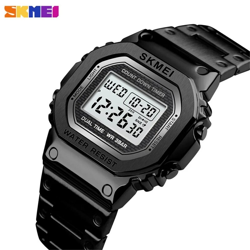 SKMEI Sport zegarka kobiet G stylu LED zegarki cyfrowe pełna stali nierdzewnej szok wodoodporny chronograf budzik na świeżym powietrzu mężczyzna zegarek na rękę
