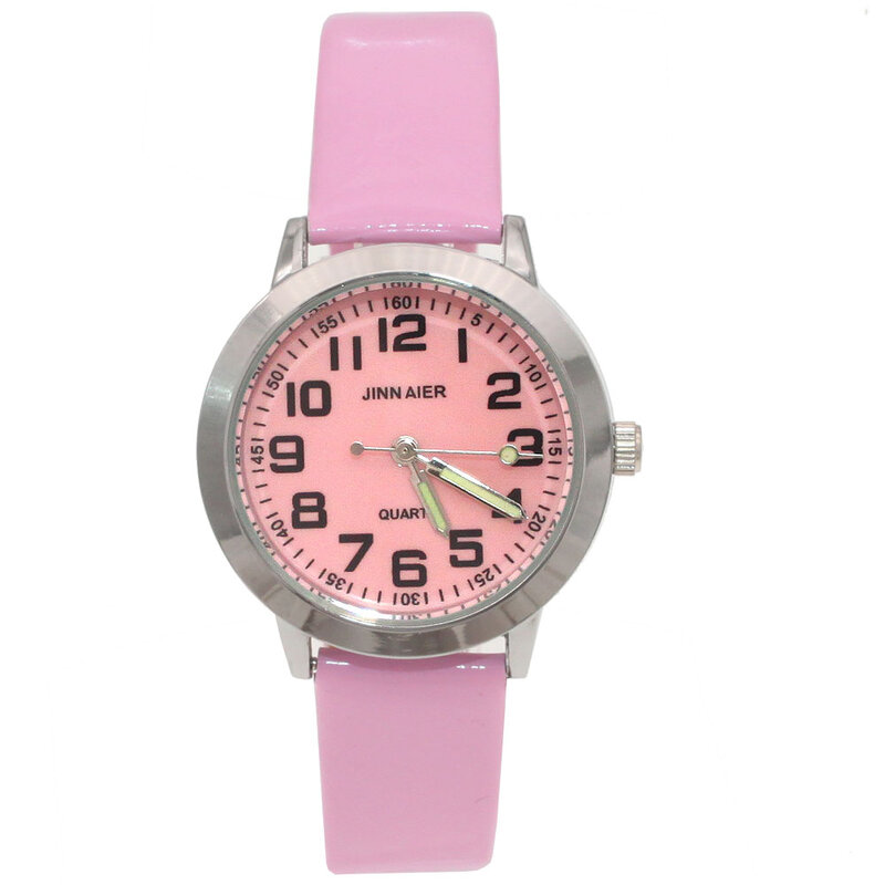 Zegarek dla dzieci dzieci piękne 8 kolorów skórzany zegarek z tarczą małych chłopców dziewcząt świetliste dłonie zegar na prezent Reloj de cuarzo darmowa wysyłka
