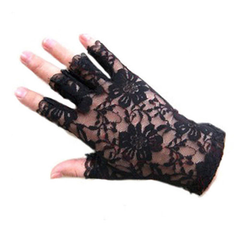 Gants courts en dentelle sans doigts pour femmes, gants de conduite sexy, moufles de protection solaire, accessoires de printemps et d'été