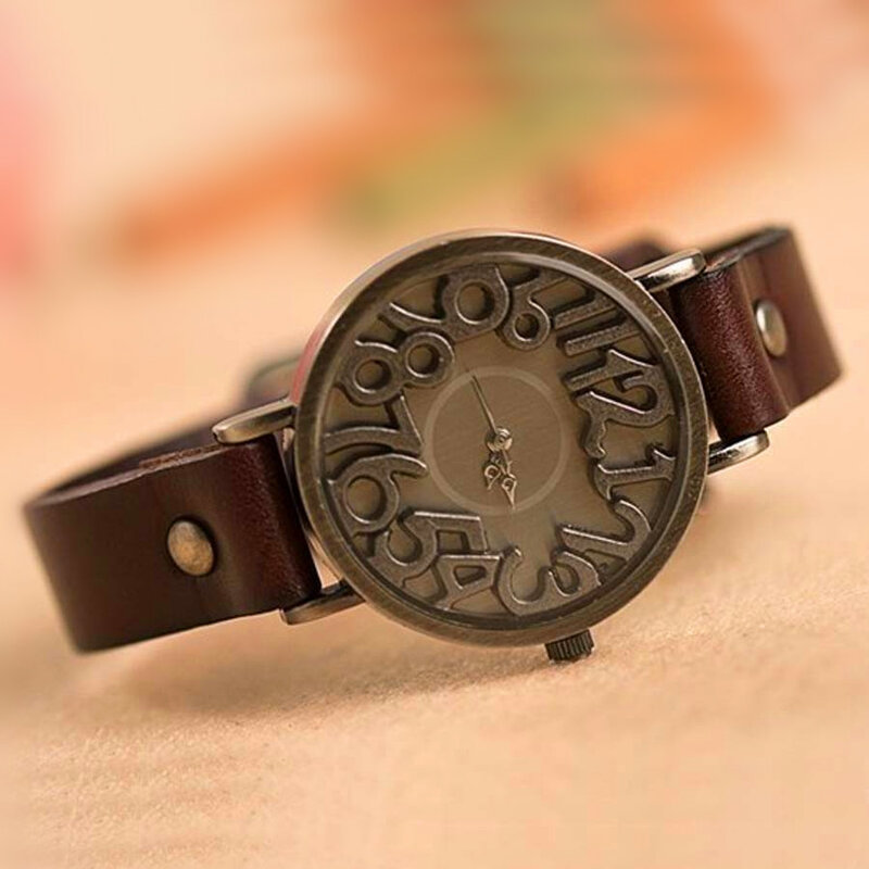 Shsby Neue Vintage Digitale Hohl Genuine Kuh Lederband Uhren Frauen Kleid Uhren Weibliche Quarzuhr Student Freizeit Uhr