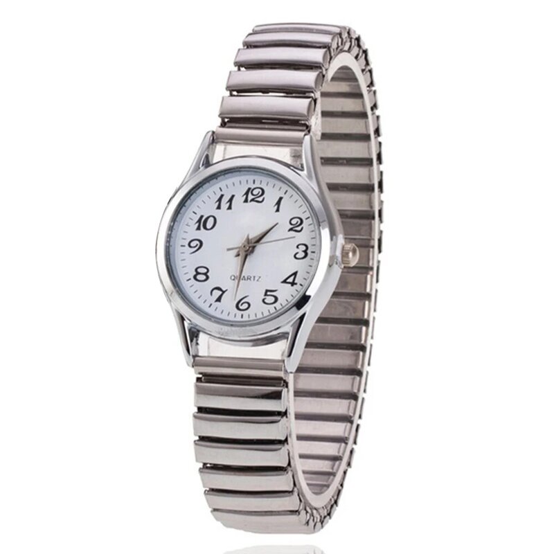 Stainless Steel  Band Alloy Lovers Business Quartz Movement  Wristwatch Elastic Strap Band Couple Wrist Watch
