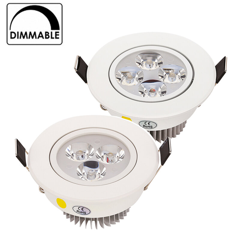 Downlight LED regulável para Downlight, branco quente, natureza, branco puro, lâmpada LED embutida, 9W, 12W, 15W, AC 85-265V