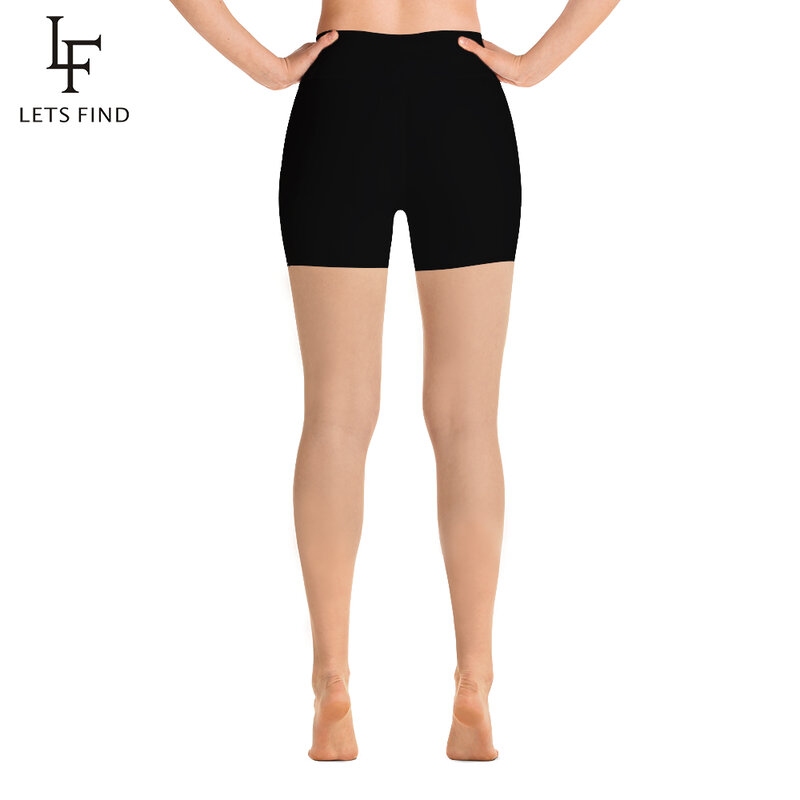 LETSFIND nuove donne Leggings corti a vita alta solido nero elastico morbido e confortevole pantaloni corti
