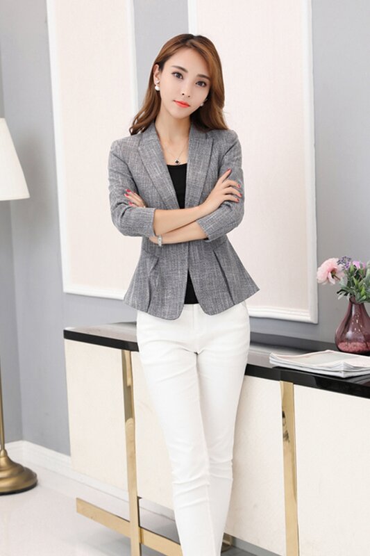 Classic Plaid One grain buckle Women Jacket Blazer Notched Collar Female Suits Coat Fashion  Houndstooth 2019 Spring