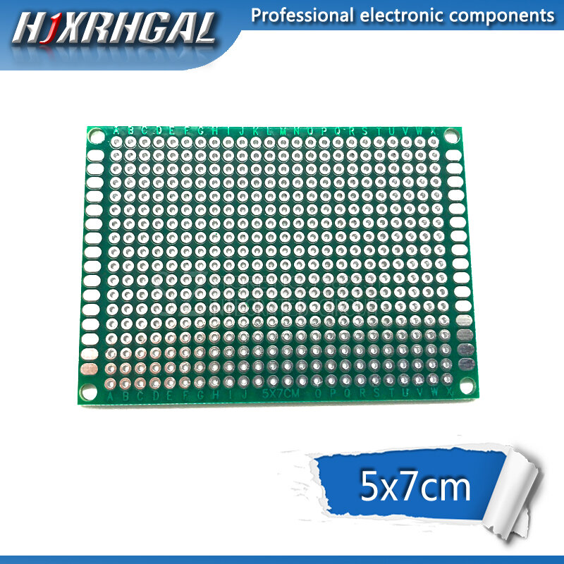Hjxrhgal-placa de circuito impreso Universal, 5 piezas, 5x7cm, 5x7cm, doble cara, prototipo PCB, bricolaje