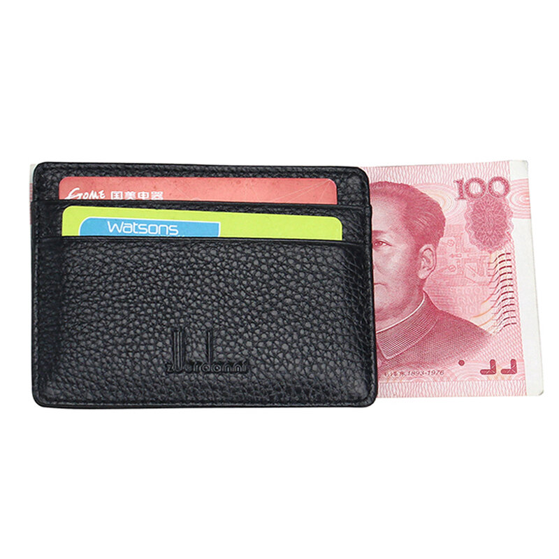 Tarjetero ultrafino, Mini billeteras, monedero pequeño de cuero de vaca, estuche para tarjetas de alta calidad con 4 ranuras, estilo de moda, nuevo