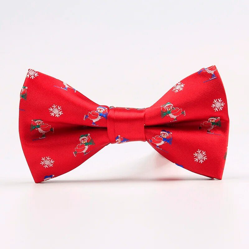 GUSLESON-pajaritas de Navidad para hombres, patrón de árbol de nieve, tema de Festival, corbata, moda informal, Bowknot, regalos para hombres