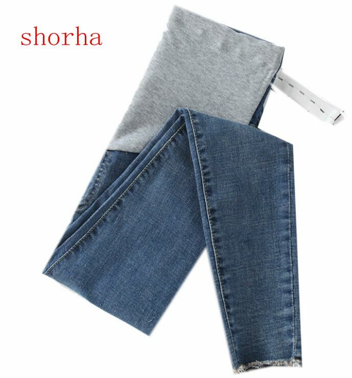 Długość Stretch sprane dżinsy jeansy ciążowe moda letnia spodnie damskie obcisłe odzież dla ciężarnych kobiet spodnie ciążowe