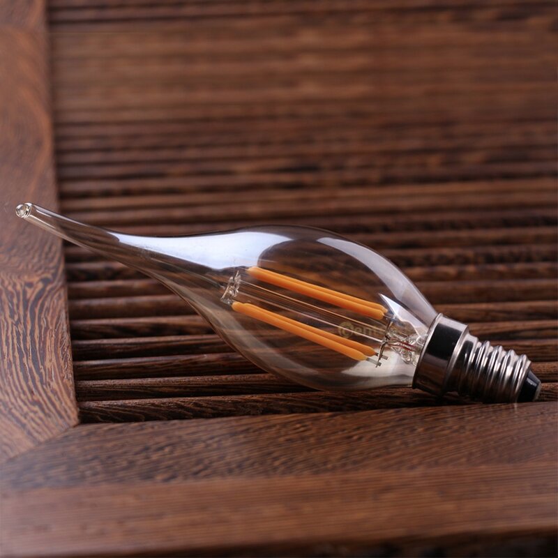 Grensk-bombilla LED regulable de 4W, candelabro con forma de llama, punta doblada, incandescente equivalente a C35, 2700K, E14