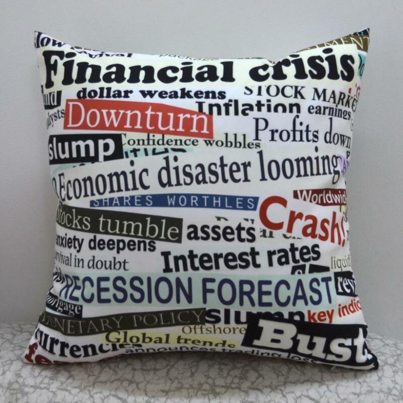 18 * 18 " Modern Financial Term Letters Printed Microfiber Throw Pillow Case
